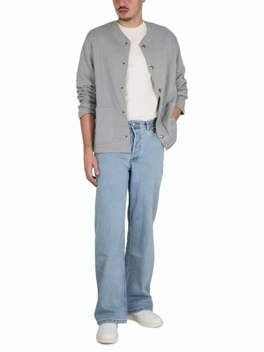A.P.C. Minimalist Grey Snap Button Jacket With Boxy Silhouette