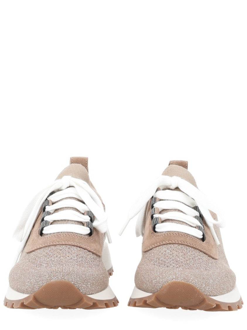 Brunello Cucinelli Runner Knitted Cotton Suede Sneakers