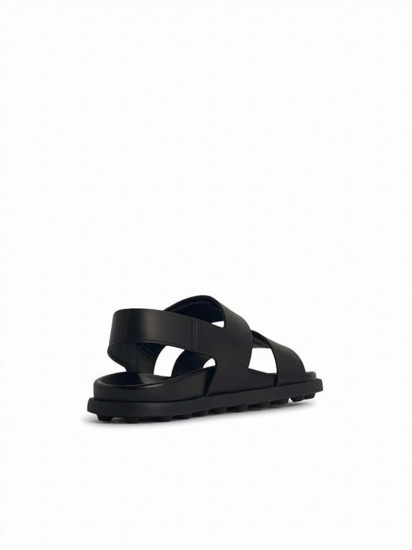 Tod's Sleek Black Calfskin Sandals