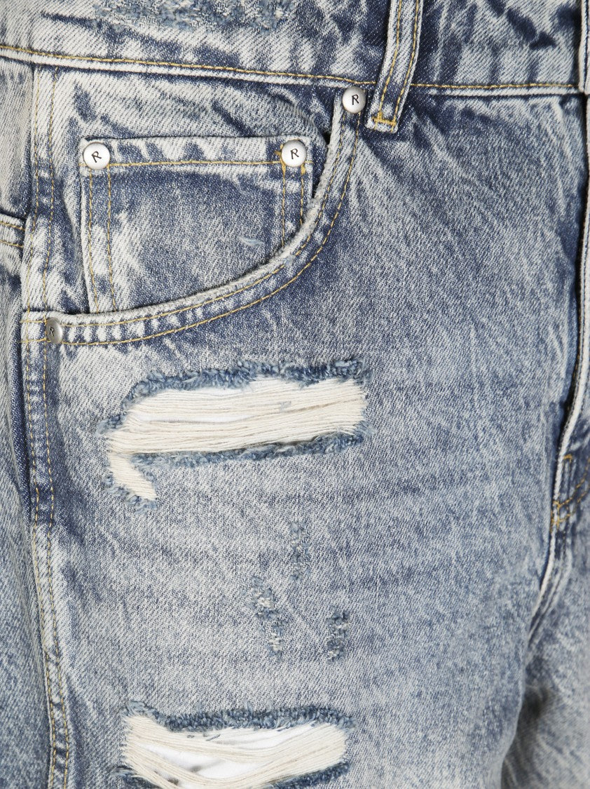 Represent Distressed Baggy Denim Jeans With Five-Pocket Styling