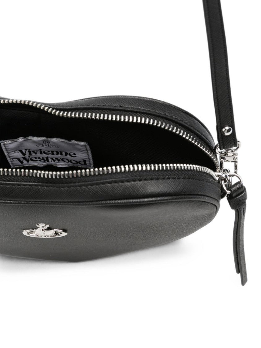 Vivienne Westwood Heart-Shaped Bag With Structured Silhouette And Silver Emblem