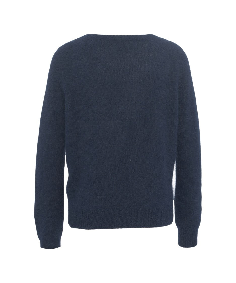 Roberto Collina Alpaca Blend Sweater With Elegant V-Neck And Ribbed Detailing
