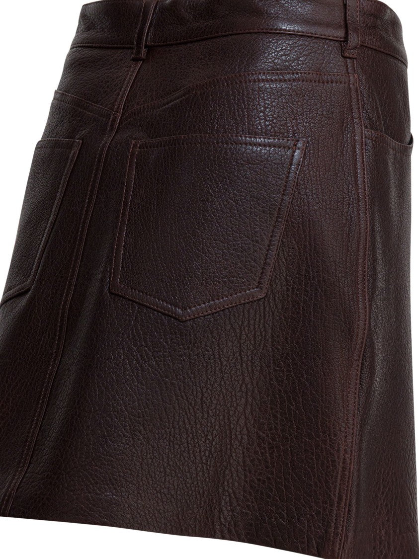 Ivy & Oak Bordeaux Leather Skirt With Fitted Silhouette
