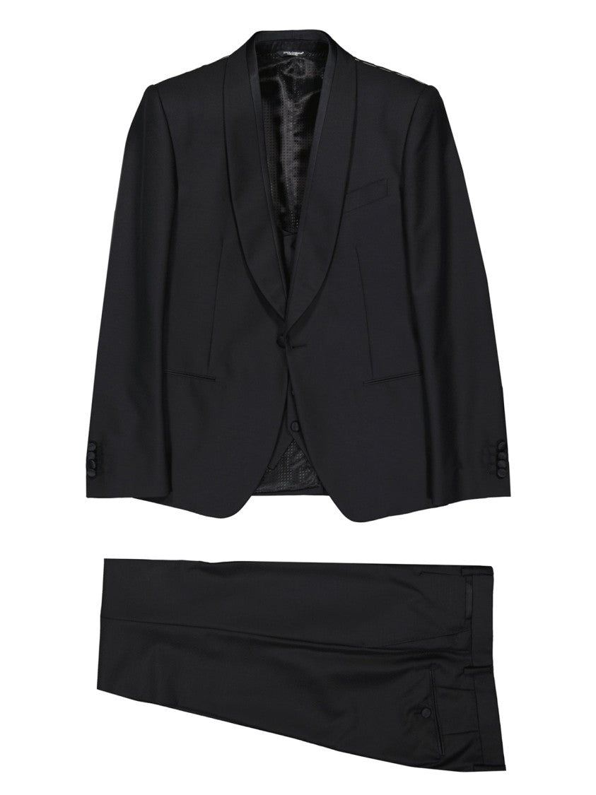 Dolce & Gabbana Black Wool And Silk Suit