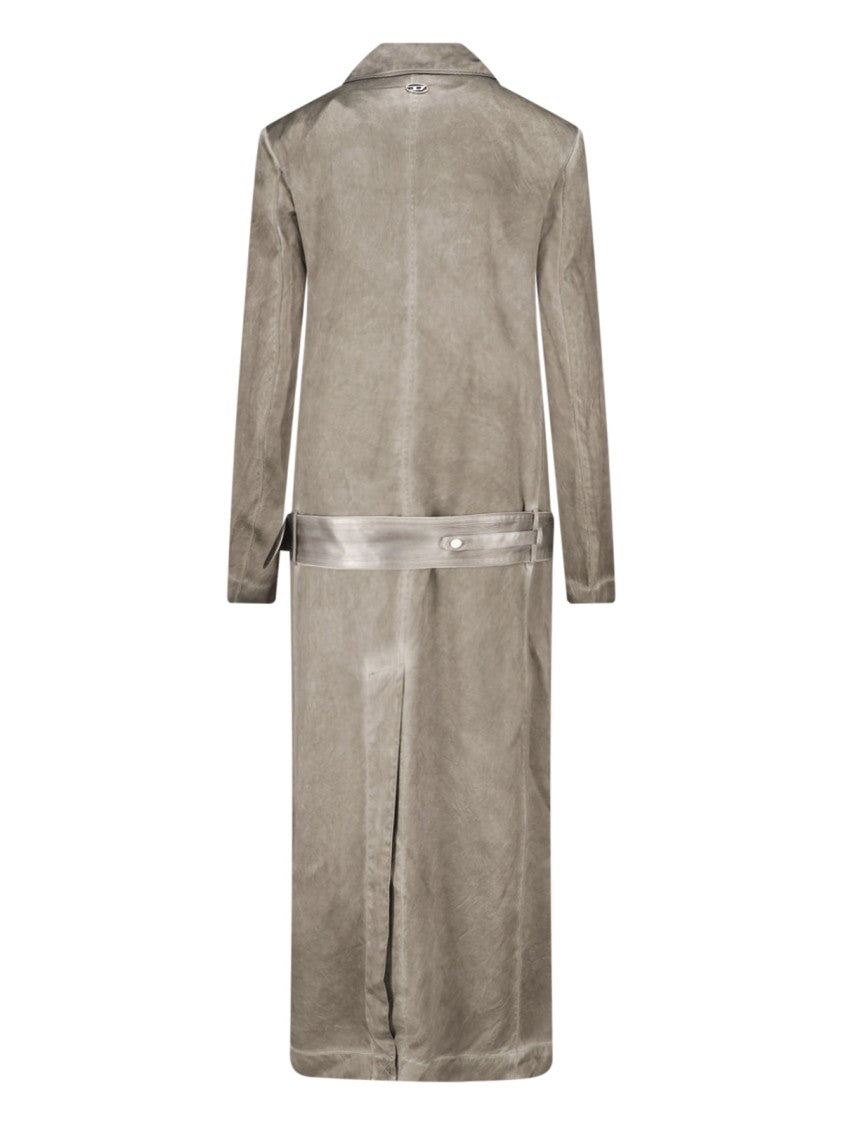 Diesel Grey Acetate Satin Double Breasted Trench Coat