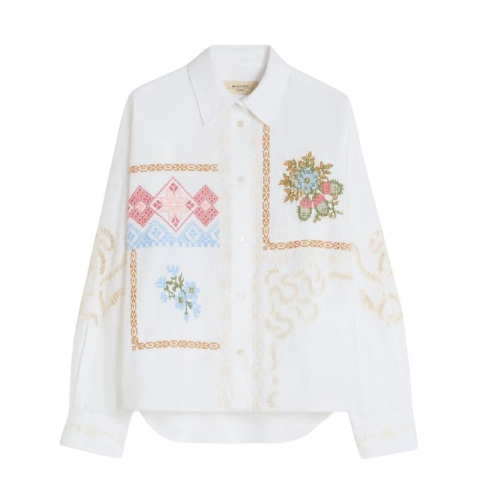 Weekend Embroidered Cotton Poplin Shirt With Classic Collar