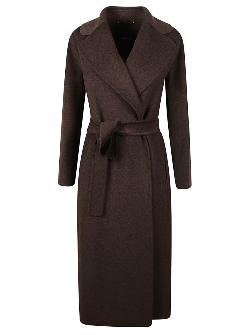 Max Mara Knee-Length Wrap Coat With Self-Tie Belt And Tailored Silhouette