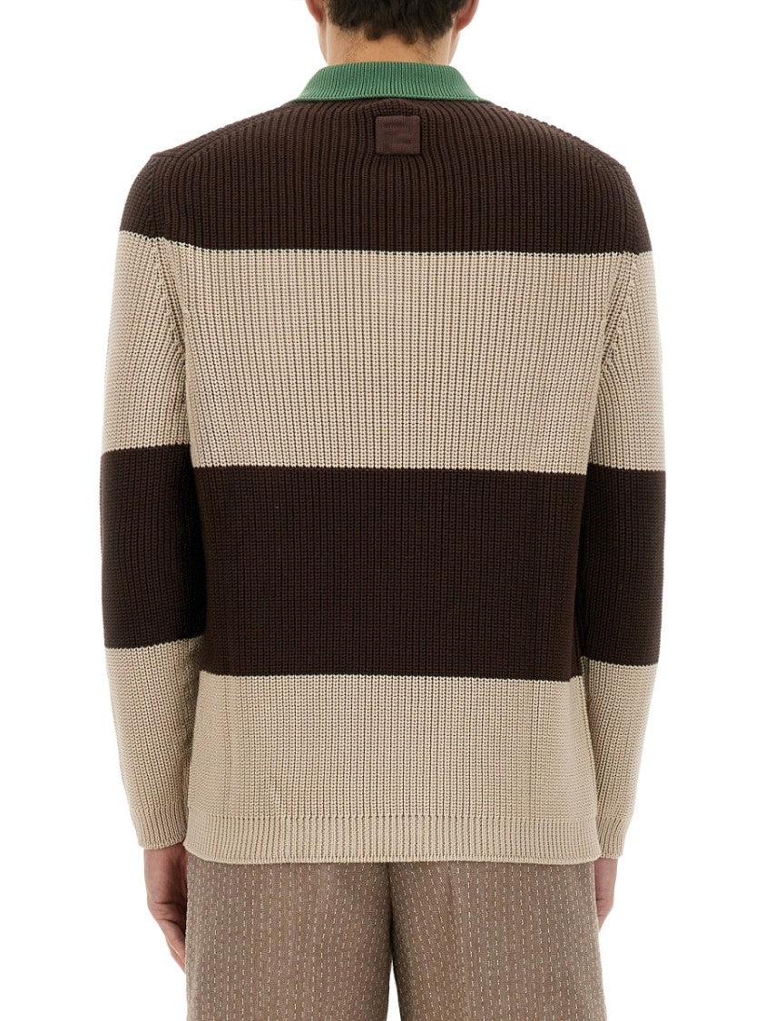 Fendi Ribbed Cotton Jersey Polo
