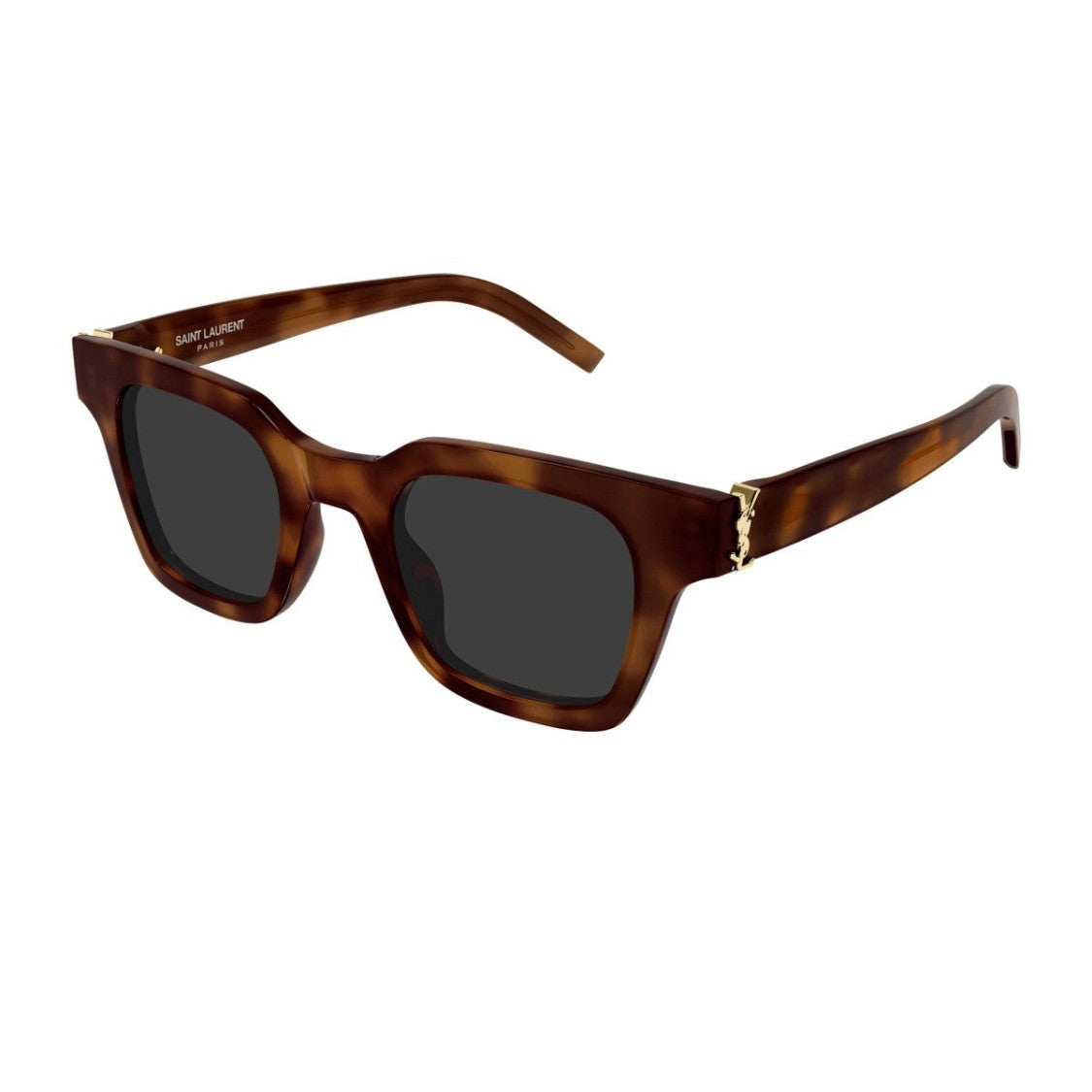 Saint Laurent Havana Linea Monogram Recycled Acetate Square Sunglasses
