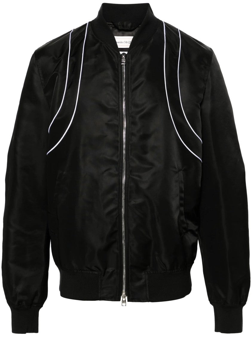 Alexander Mcqueen Bomber-Style Jacket With Contrasting Piping Details