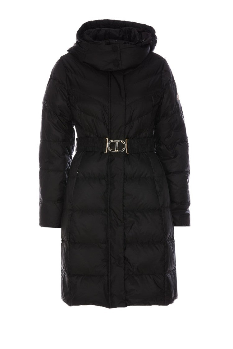 Twin-Set Knee-Length Puffer Coat With Belted Waist