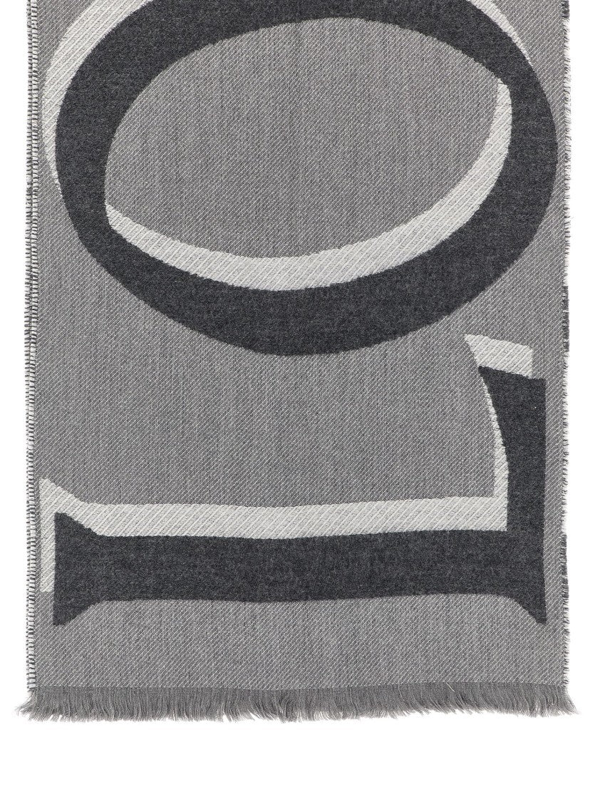 Loewe Double-Sided Wool And Cashmere Blend Scarf With Maxi Jacquard Logo