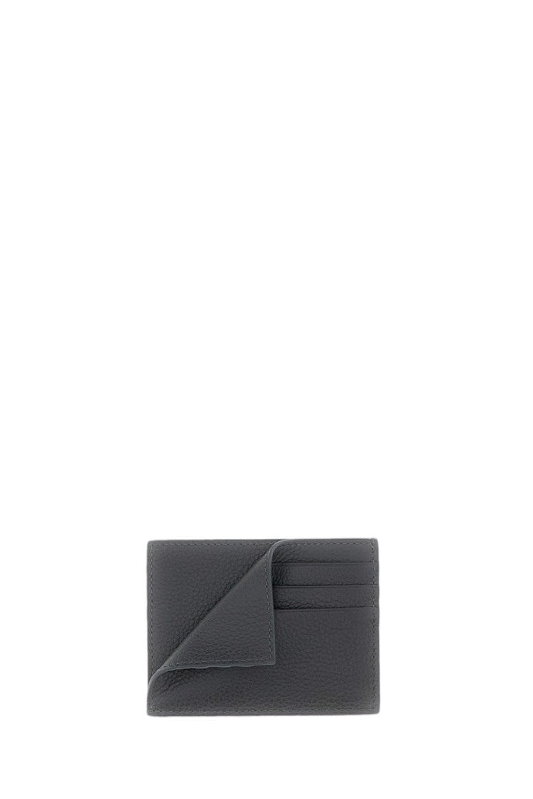 Thom Browne Grey Pebbled Leather Card Holder
