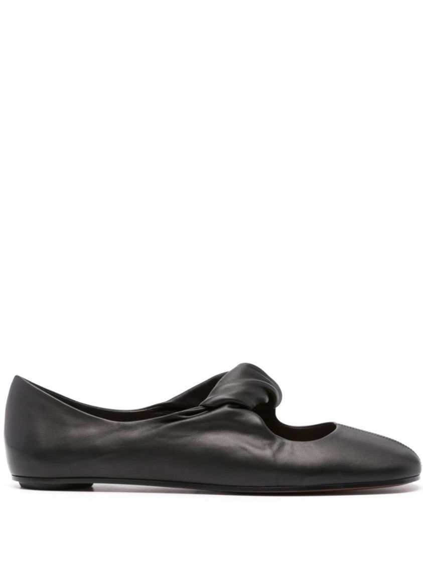 Alexander Mcqueen Knotted Design Black Flat Shoes
