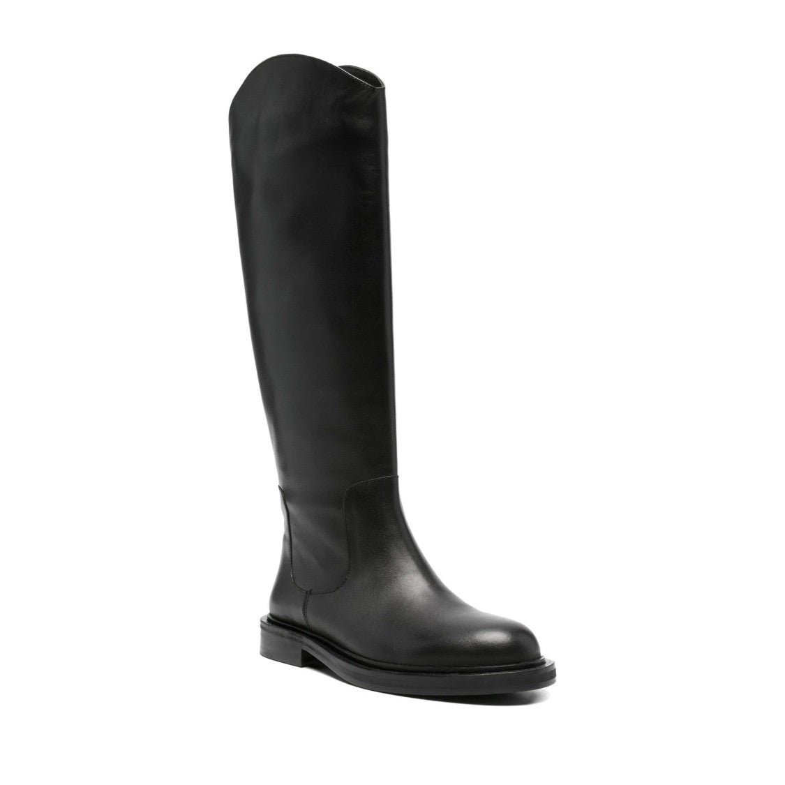 Adrianna Feretti Black Minimalist Smooth Leather Boots