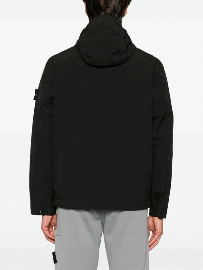 Stone Island Minimalist Black Jacket With Hood