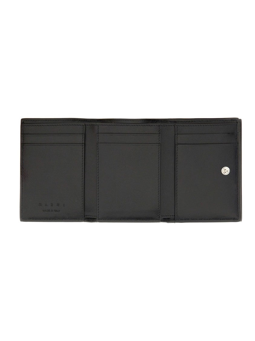 Marni Textured Black Tri-Fold Wallet