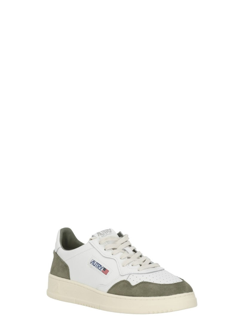 Autry White Grey Suede Logo Detail Low-Top Sneakers