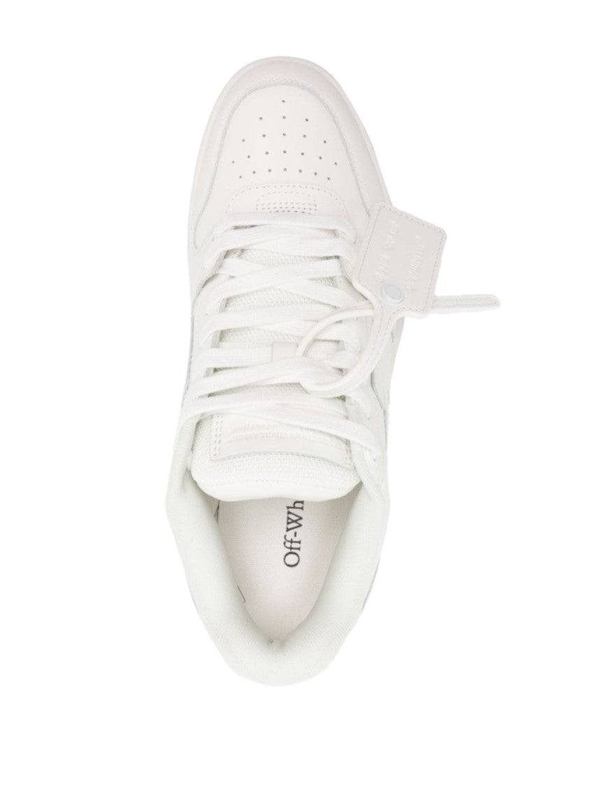 Off-White Monochromatic Leather Low-Top Sneakers With Distinctive Arrow Overlay