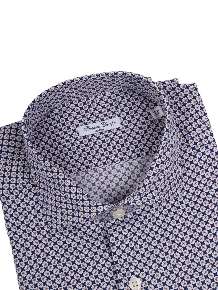 Sartoria Del Campo-Sonrisa Geometric Pattern Button Up Casual Shirt
