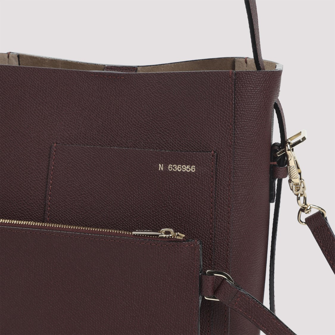 Valextra Structured Burgundy Calf Leather Bucket Bag