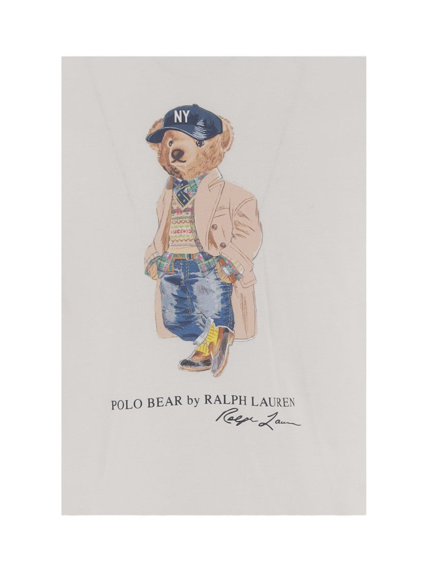 Polo Ralph Lauren White Polo Bear Printed Cotton T-Shirt