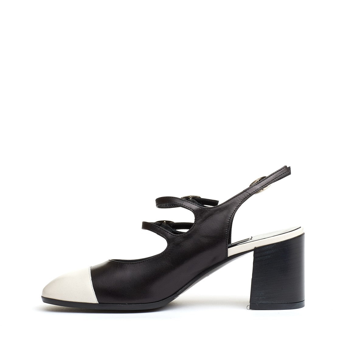 Carel Paris Slingback Straps Black And Cream Heel 80 Mm