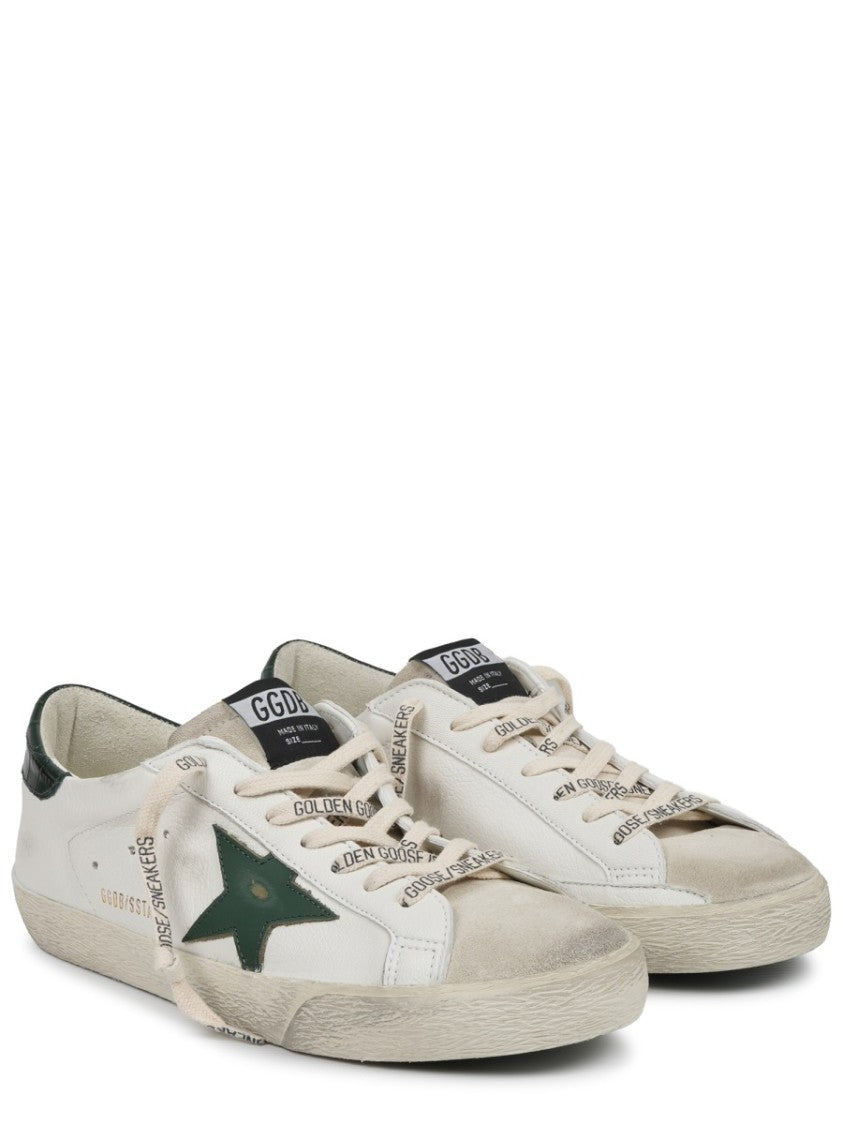 Golden Goose White Dark Green Star Sneakers