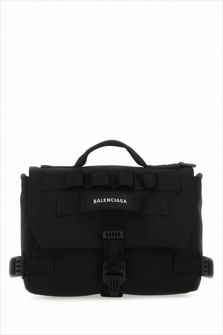 Balenciaga Rectangular Black Tote Bag With Utility Detailing