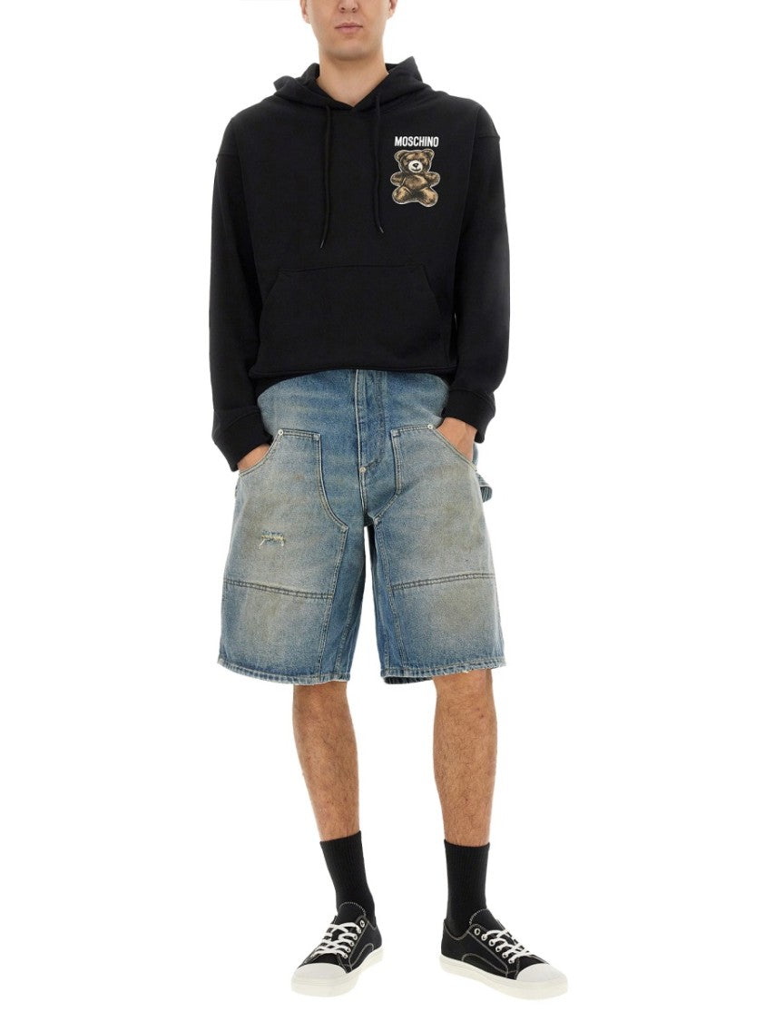 Moschino Denim Shorts With Faded Wash