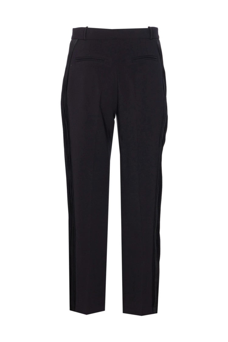 Elisabetta Franchi Black High-Waisted Crystal Side-Seam Polyester-Blend Tapered Pants