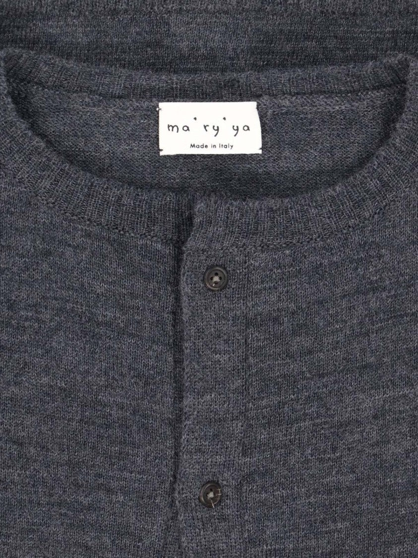 Ma'ry'ya Virgin Wool Cardigan With Round Neckline And Button Closure