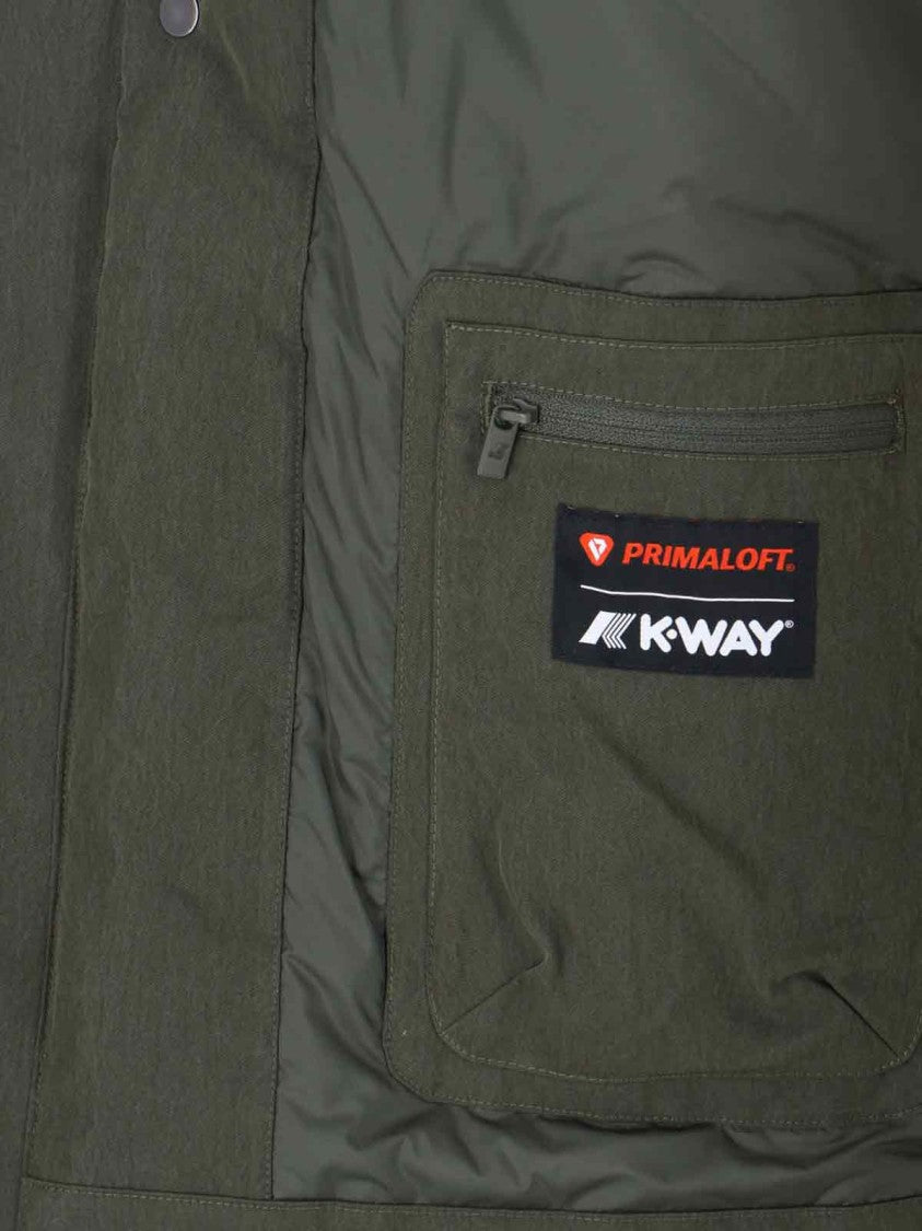 K-Way Green Jacket With Hood & Insulation