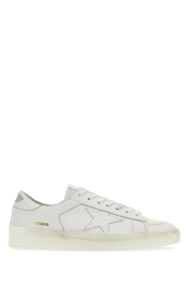 Golden Goose White Leather Stardan Sneakers With Vintage Accents