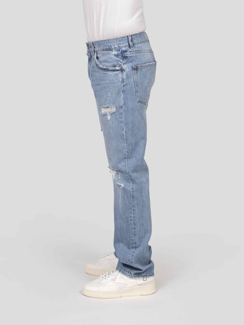 Dolce & Gabbana Light Blue Distressed Relaxed-Fit Denim Jeans