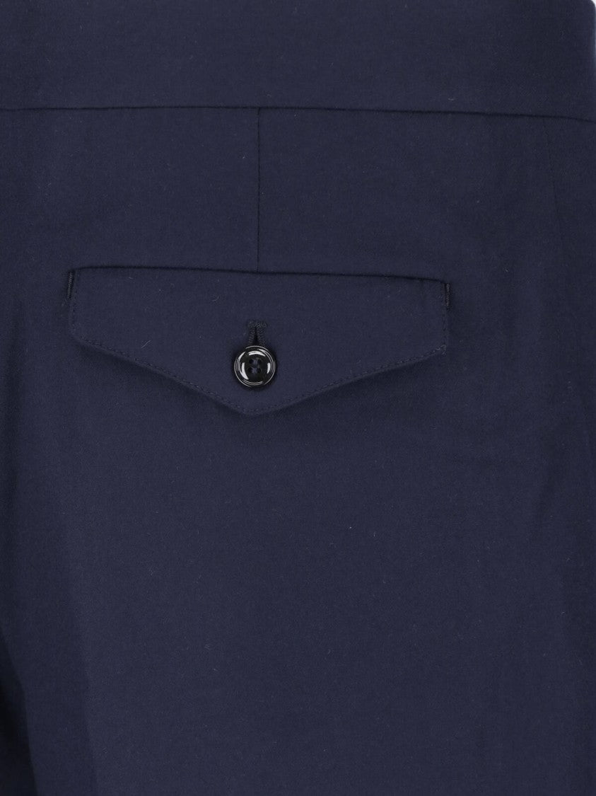 Giorgio Armani Navy Blue Virgin Wool Straight-Leg Pants