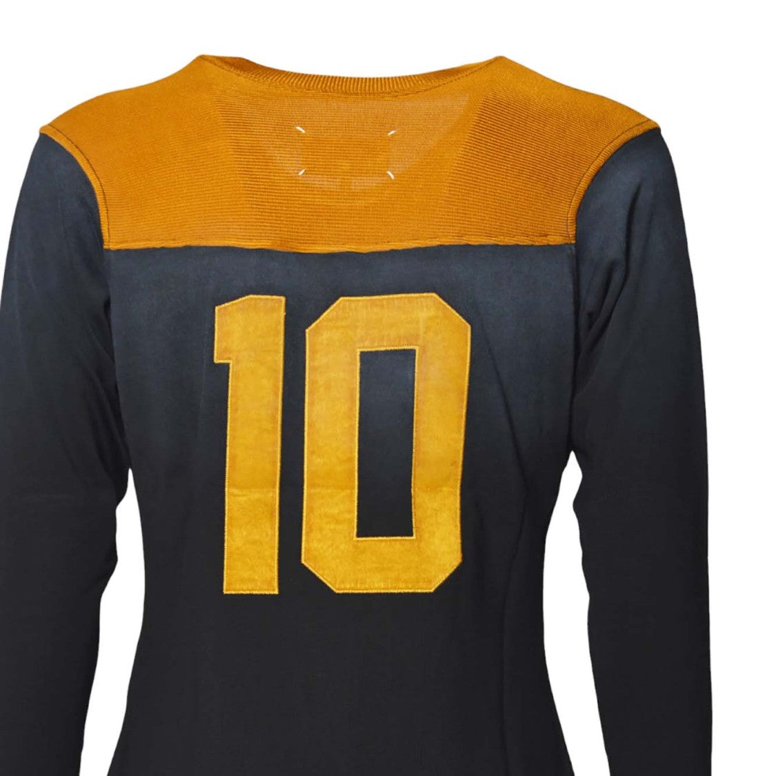 Maison Margiela Sporty Black Sweater With Mustard Accents And Number Details