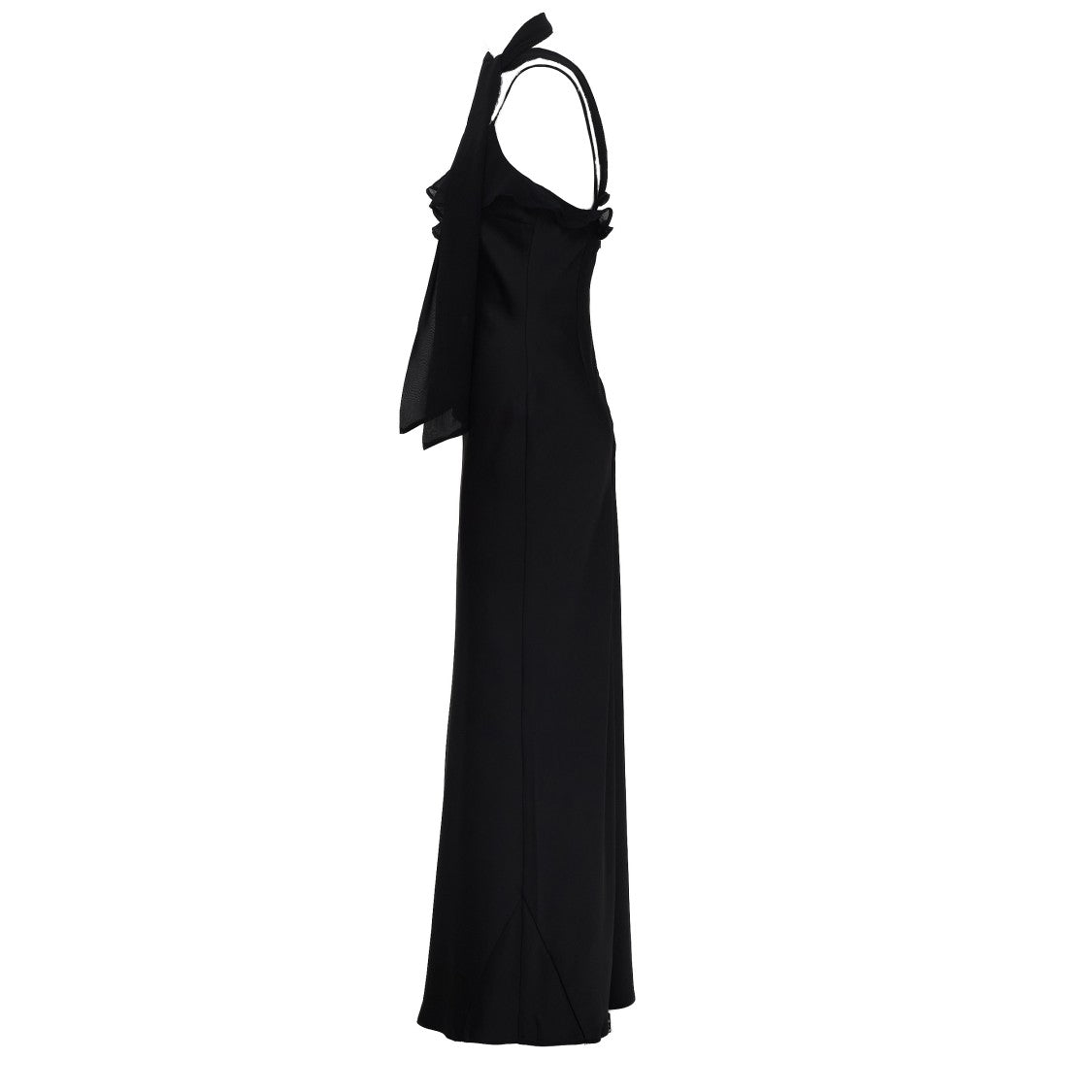 Rotate Elara V-Neck Ruffle Integrated Scarf Slip Maxi Dress