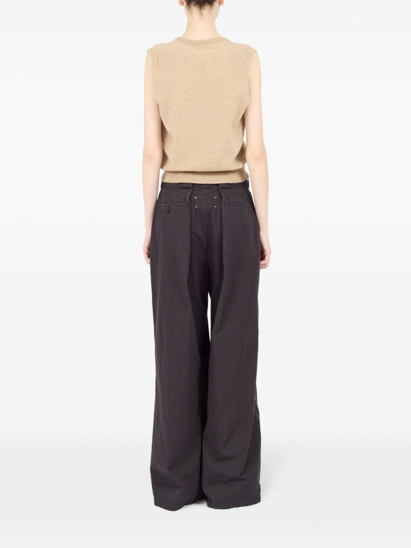 Maison Margiela Knitted Beige Wool Vest