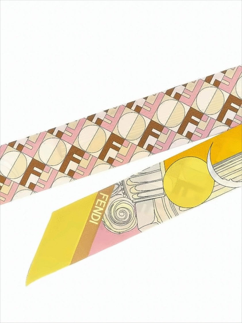 Fendi Silk Scarf With Geometric Motifs And Smooth Finish