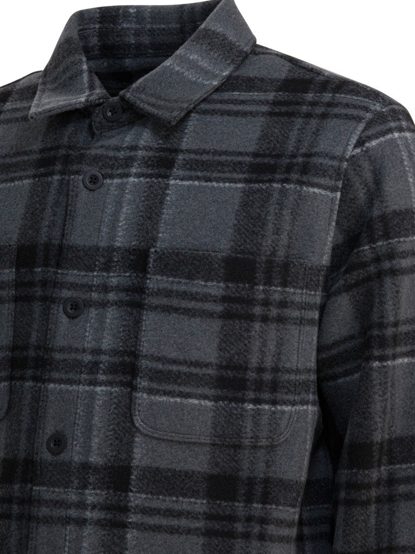 Vince Check Overshirt Jacket With Fleece-Lined Interior