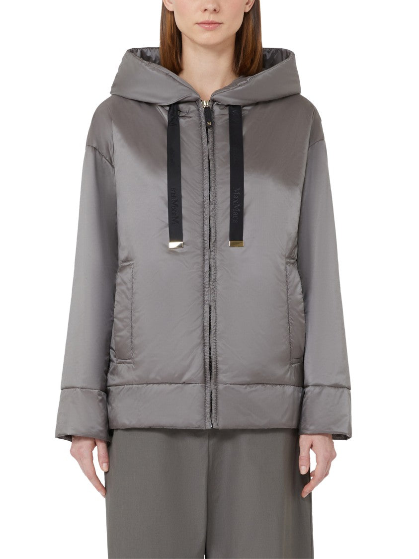 Max Mara Relaxed Anthracite Jacket With Hood And Zip Closure