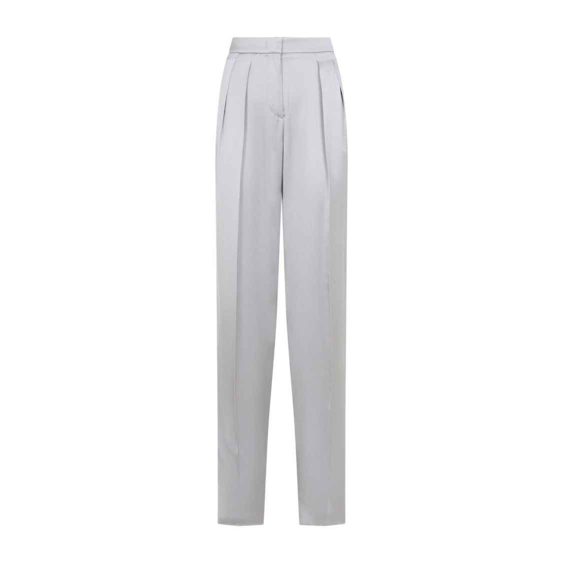Giorgio Armani Grey Silk Satin Trousers With Double Pleats