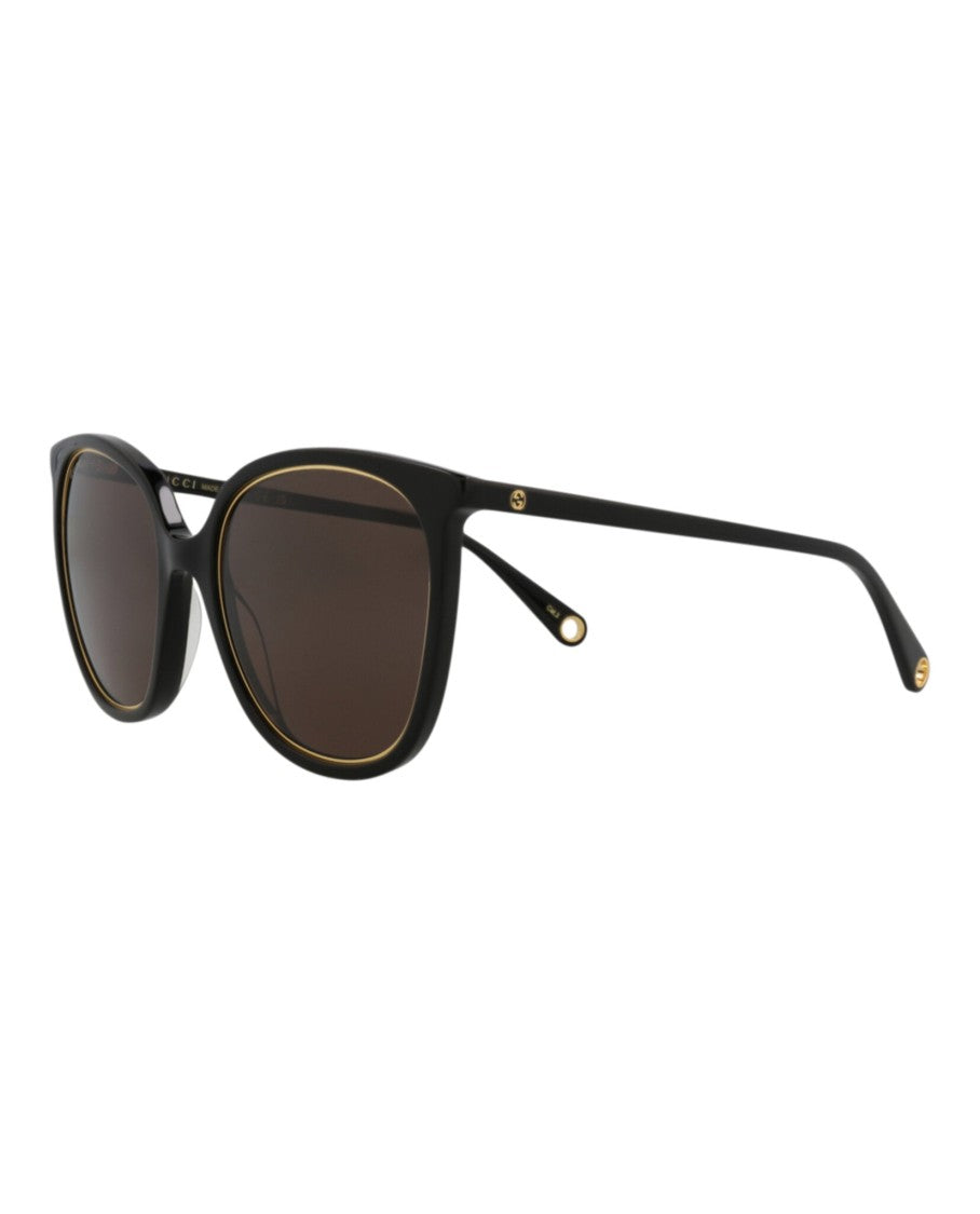 Gucci Round-Frame Acetate Sunglasses With Gold Accents