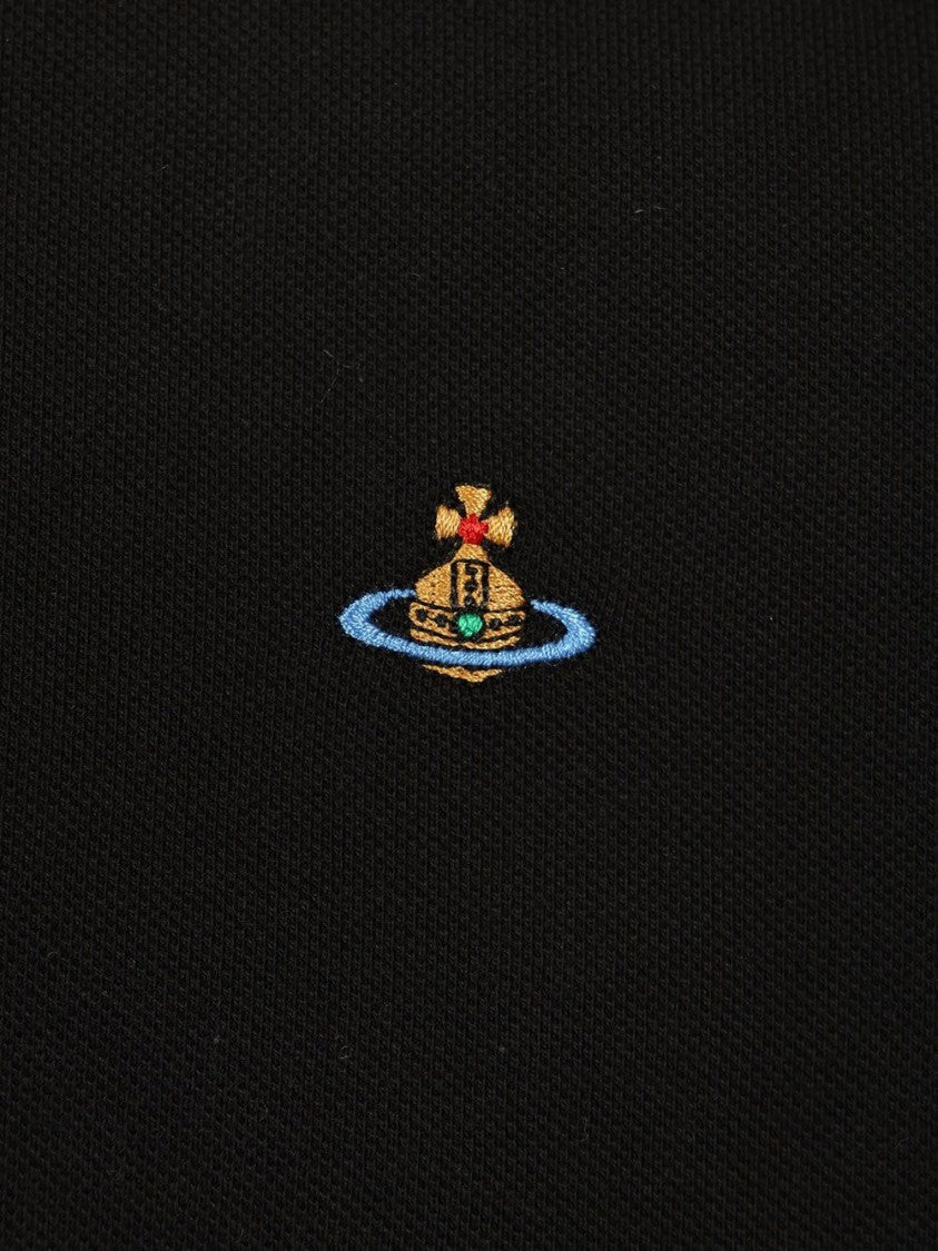 Vivienne Westwood Black Short-Sleeve Stripe Accent Polo Shirt