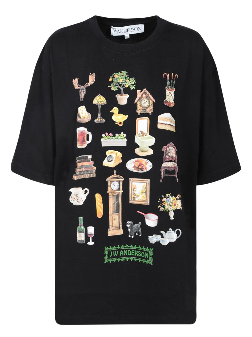 J. W. Anderson Graphic Print Black T-Shirt With Relaxed Fit