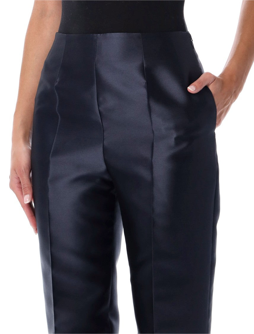 Alberta Ferretti Silk Organza High-Rise Straight Pants