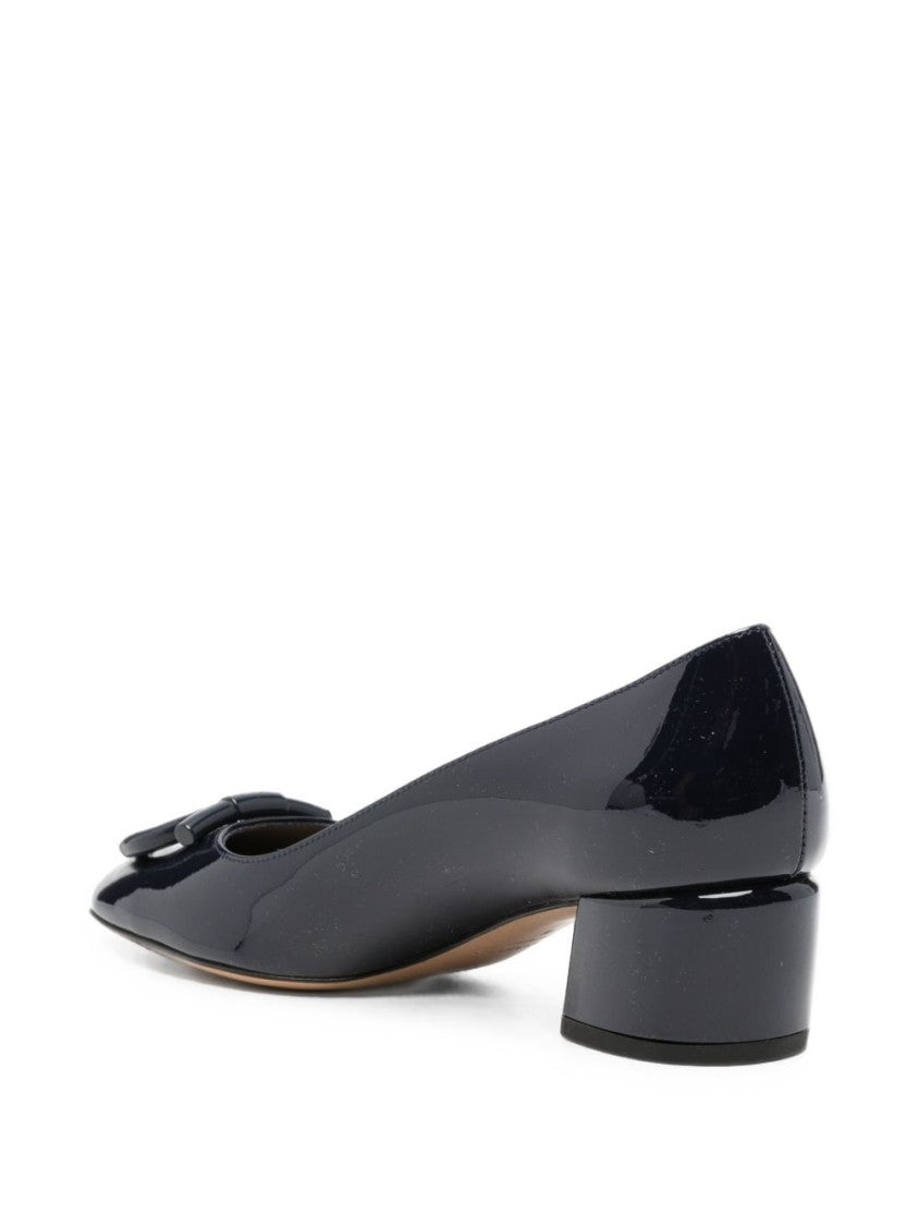 Ferragamo Oversized Buckle Detail Patent Leather Pumps