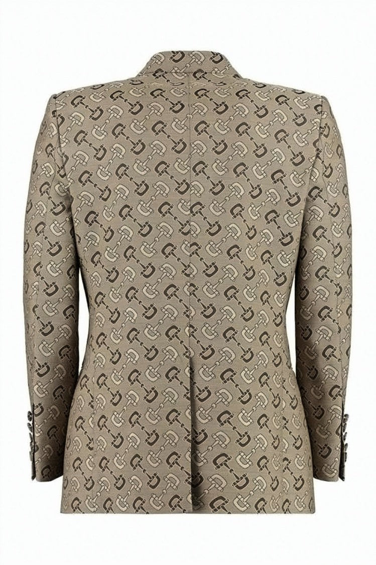 Gucci Double-Breasted Horsebit Pattern Cotton-Wool Jacket