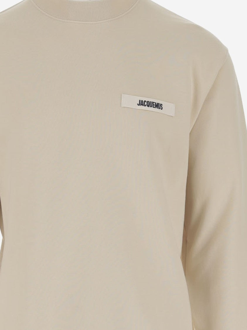 Jacquemus Beige Crew Neck Sweatshirt With Grosgrain Detailing